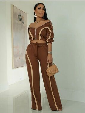 Brown Track Set with Cream Piping